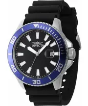 Invicta Pro Diver Silicone Strap Black Dial Magnifier On Date 46089 Mens Watch