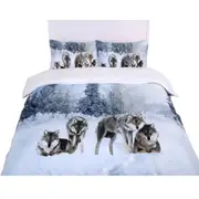 Snow Wolf Family Various Size Duvet Doona Cover Set