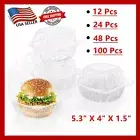12-100 Clear Hinged Lid Plastic Food Container Take Out Salad Desserts Container