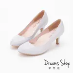 DREAMS SHOP 台灣製真皮減壓素面圓頭氣墊高跟鞋6CM 淺紫藤【HC10898-09A】大尺碼女鞋37-44