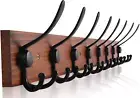 Rustic 32.2" Large Coat Rack Wall Mount, Long Wood Coat Hooks Wall Mount 8 Tripl