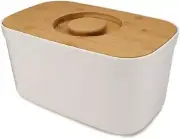 Joseph Joseph Bread Box with Removable Bamboo Cutting Board,White, NEW