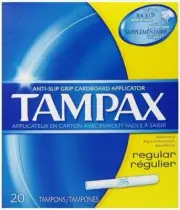 Tampax Regular Absorbency Unscented Tampons with Cardboard Applicator 20 Count