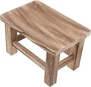 SOPOTUTU Solid Wood Small Stool for Changing Shoes Compact Vintage Wooden Step Stool with Ergonomic Design for Living Room Home Use and Sturdy and Practical Wood Stool