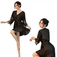 在飛比找momo購物網優惠-【AiQiyi】日系性感蕾絲透視開衫挑逗誘惑浴袍 情趣內衣(