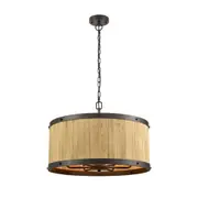 Barque Pendant Lamp Light Interior ESx6 Drum Natural Wood