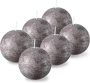 SPAAS Unscented Taupe Round Ball Candles - 3 Inch Rustic Spheres for Wedding Decoration, Celebrations, Holidays, and Home Decor - Set of 6 Paraffin