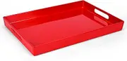 XMNFLY Serving Tray with Handles-10x15Inch Red Melamine Modern Serving Platters,Serving Wine,Coffee,Breakfast/Kitchen Countertop Tray/Makeup Drawer Organizer/Vanity Table Tray/Decorative Tray