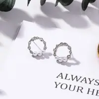 在飛比找ETMall東森購物網優惠-梨花HaNA 韓國925銀細緻珍珠圈飾浪漫滿屋耳環