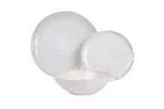 12pc Ladelle Positano Reactive White Stoneware Dinnerware Bowl Plates Dining Set
