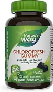 Nature’s Way Chlorophyll Gummies, Healthy Skin and Body Detox*, Orchard Fruit Flavored, 60 Gummies