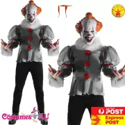 Mens Licensed Pennywise Costume Stephen King Evil Circus IT Movie Halloween