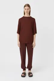 Elysium Tencel Logo Tee in Almadine Brown - CAMILLA AND MARC® C&M