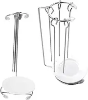 GANAZONO 2Sets Stainless Steel Barbecue Hanging Racks Durable Skewer Holder with Drip Plates Practical Design for Home Grilling for BBQ Enthusiasts