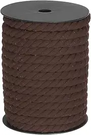 sourcing map Cotton Rope 3 Strand Twisted Braided Rope Cord, Dark Brown 23m/25 Yard 10mm Dia for Wall Hanging, Plant Hanger, Knitting, Macrame Knotting