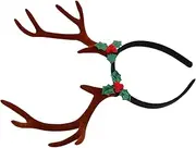 [WESIEVYA] Big Antler Headband Antlers Horns Costume Plush Reindeer Reindeer Christmas Headband Headpiece Christmas Deer Head Woman Realistic White Adult Fawn Band Coffee Plastic