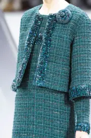 $9740 NEW CHANEL Runway GREEN Sequins Lesage Suit Jacket Camellia Brooch 38