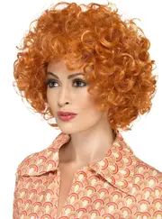 Curly Orange Womens Afro Costume Wig
