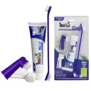 Pet Toothbrush Toothpaste Kit Cat Dog Oral Teeth Cleaning Double Head Toothbrush