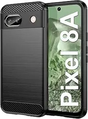 [HEYUS] Case for Google Pixel 8A 2024, Shock-Absorption Brushed Flexible Soft Carbon Fiber Protective Cover for Google Pixel 8a
