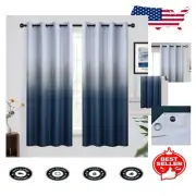 Thermal Insulated Ombre Curtains in Navy and Greyish White, 2 Panels 52x63 Inch
