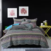 100% Cotton Coverlet Bedspread Quilt Queen King Size Bed 230x250cm Blue & Purple