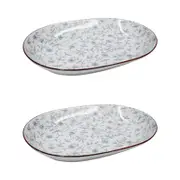 2PK LVD Vine Ceramic 19.5cm Food Serving Plate Oval - White