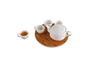Imperial Urban Style Porcelain Tea Pot with Curved Tea Tray 6pc Set