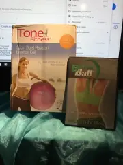 Tone Fitness 55cm Burst Resistant Exercise Ball, DVD, Pump & Workout Chart Pink