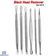 Set Of 6 Comedone Extractors Nail File Blackhead Remover Facial Instruments CE