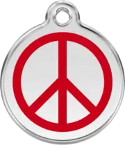 Red Dingo Peace Red Tag - Lifetime Guarantee - Cat, Dog, Pet ID Tag Engraved