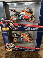 Maisto Repsol Honda 2003 RC211V Valentino Rossi & Nicky Hayden 1:18 #31541 NEW