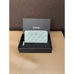 臺灣現貨💰38000 香奈兒 CHANEL CF 天青色 淡金扣 拉鍊中夾