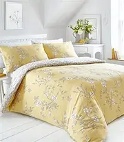 [Homemaker] Country cottage bedding floral design pretty quilt cover duvet sets (Yellow,Double)