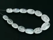 Natural White Moonstone Faceted Oval Gemstone Beads