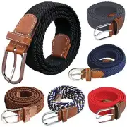 Stretch Braided Waist Straps Woven Waistband Canvas Buckle Belt Elastic