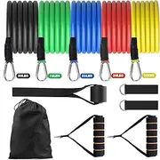 IWORKOUT Resistance Bands Set, Exercise Bands with Door Anchor, Handles, Carry Bag, Legs Ankle Straps for Resistance Training, Physical Therapy, Home Workouts