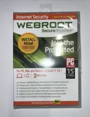 Webroot Secure Anywhere Internet Security 3 Devices for PC, MAC Win 10 - SEALED