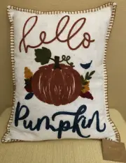 THRO By Marlo Lorenz HELLO PUMPKIN Autumn Fall Thanksgiving Throw Pillow NWT