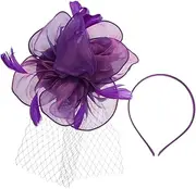 [JEWEDECO] Fascinator Hat Flower Headband Versatile Bridal Tea Party Accessory Comfortable Wear Detachable Clips for Custom Styling for Prom Banquets Themed Events