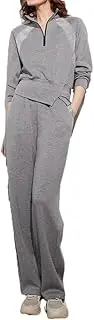 [Generic] Women's Collar Zipper Splicing Two-Piece Casual Short Set with Sequin Splicing Irregular Slit Sports and Leisure Set