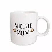 3dRose Sheltie Dog Mom - Shetland Sheepdog - Doggie by breed - brown paw prints