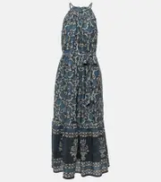 [Velvet] Velvet Ghita cotton and silk voile midi dress AU 16 blue