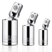 3PCS Universal Joint Socket Set, 1/4” 3/8” 1/2” Drive Swivel Socket Adapter S...