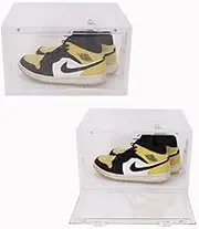 Rwnjump [Upgraded Thick Magnetic] Side-opening Acrylic Material Shoe Box Display Cabinet, Dustproof and Moisture-proof Storage Box, Stackable Drawer-type Storage Box (Transparent-2 sets)