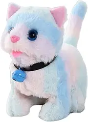 Plush Walking Cat, Interactive Plush Toy Battery Powered Cat with Wagging Tail, Electronic Walking Animal with Meowing Sound for Children