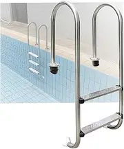 2 Steps Pool Ladder, Swimming Pool Pedal Step with Handrails, Easy Assembly and Climbing for Hot Spring Water Park Fish Pond(Pre-Buried,2-Steps1.2mm)