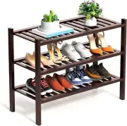 3 Tier Bamboo Shoe Rack for Closet Free Standing Wood Shoe Shelf Storage
