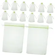 Yardwe 120pcs Protective Fruits Bags: Green Netting Cover Barrier with Drawstring Garden Mesh Pouch for Plant Fruit Flower Vegetable