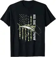 [VidiAmazing] Mens Reel Cool Papaw us Army Veteran Fishing 4th of July ds095 T-Shirt